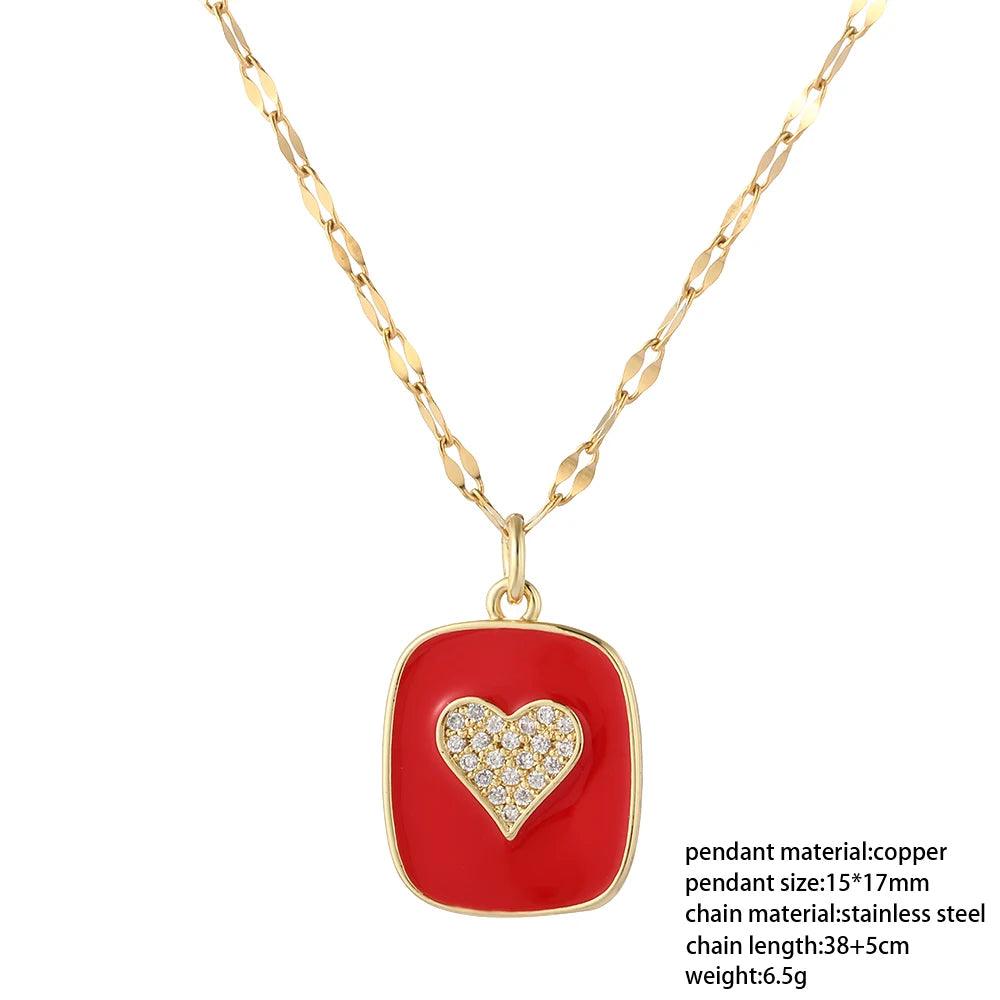 Red Heart Love Pendant Necklace for Women Choker Long Chains Neck Lace Gold Color Collar Lovers Gift Boho Party Fashion Jewelry - So Real Fashion