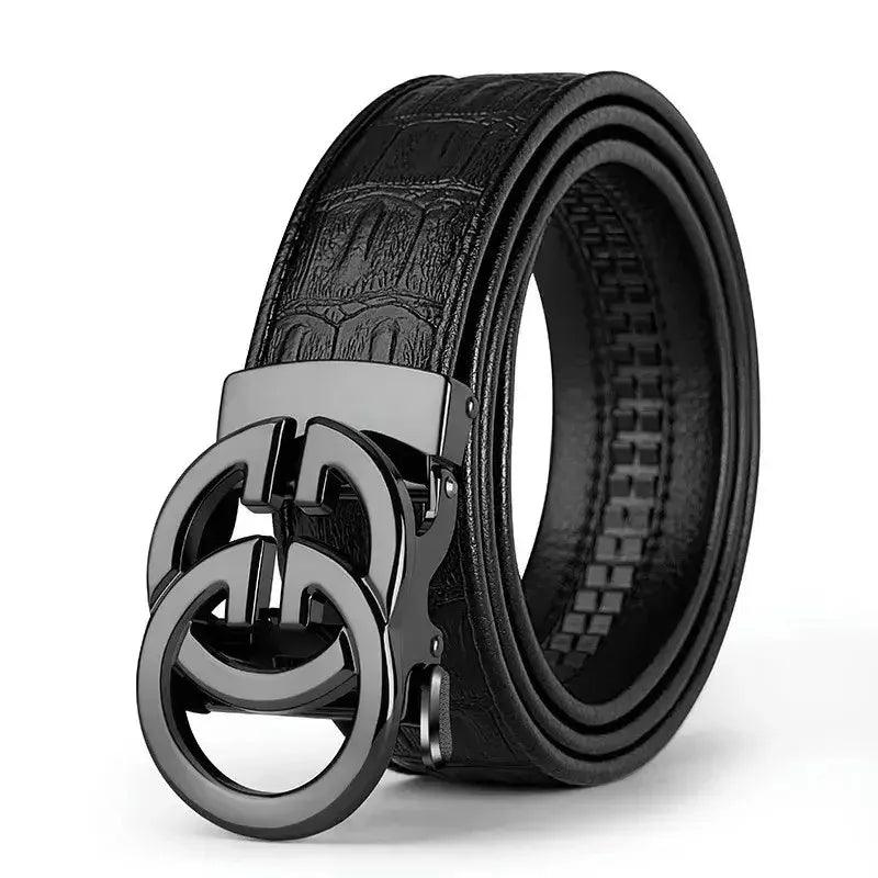 Men's Genuine Leather Belt Metal Alloy Automatic Buckle Belt High-End Design Business Casual Belt - So Real Fashion