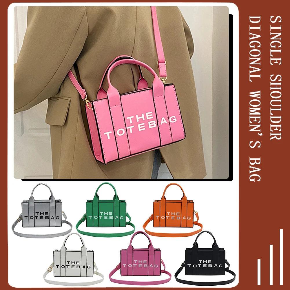 Luxury Designer Bag Women Tote Handbags Contrast Letters Fashion Ladies Shoulder Crossbody Bags Soft PU Leather Shopper Purses - So Real Fashion