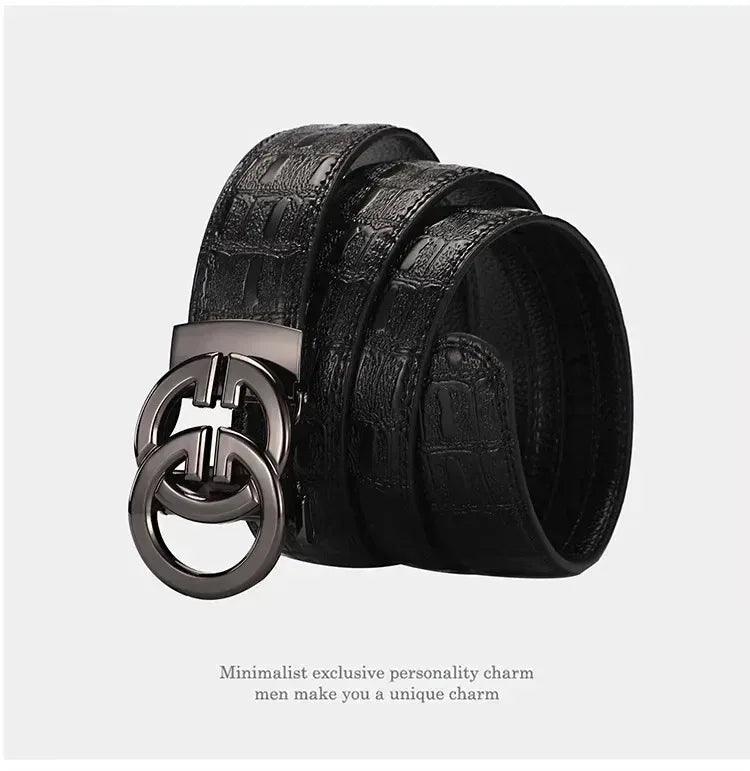 Men's Genuine Leather Belt Metal Alloy Automatic Buckle Belt High-End Design Business Casual Belt - So Real Fashion