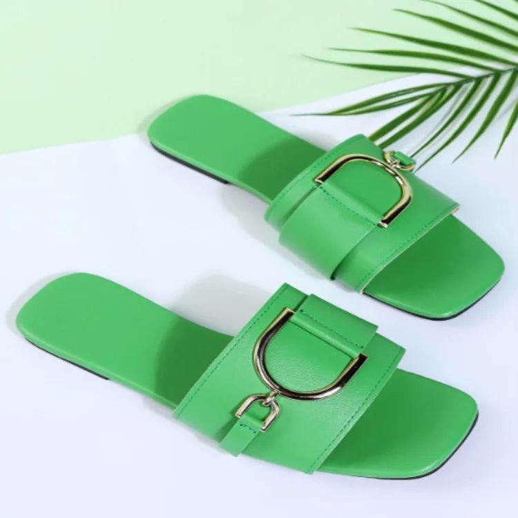 Slippers Women Buckled Wide Strap Flat Shoes Woman Female Sandals Ladies Luxury Home Platform Slides Flip Flops Summer 43 45 - So Real Fashion