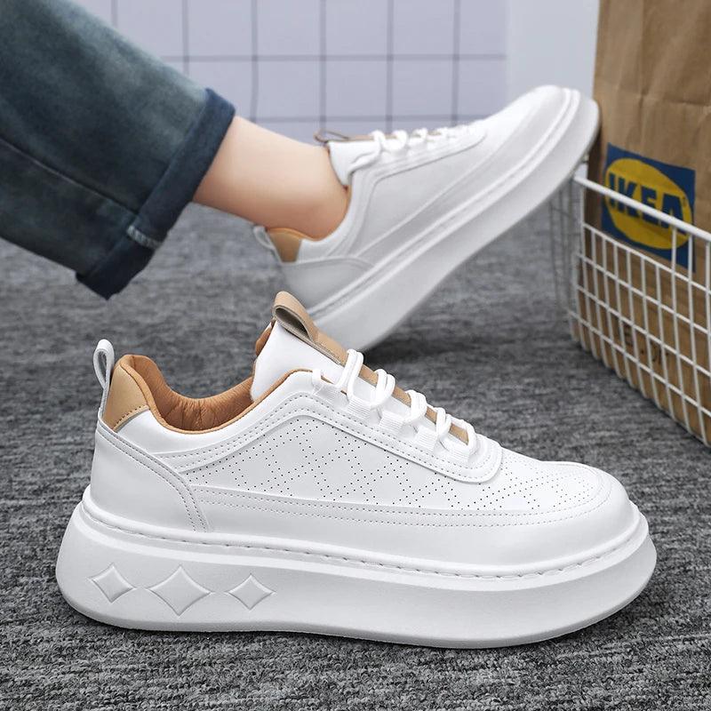 White Casual Outdoor Skate Shoes 2024 New Comfortable Tennis Shoes Lace-up Male Sneakers - So Real Fashion