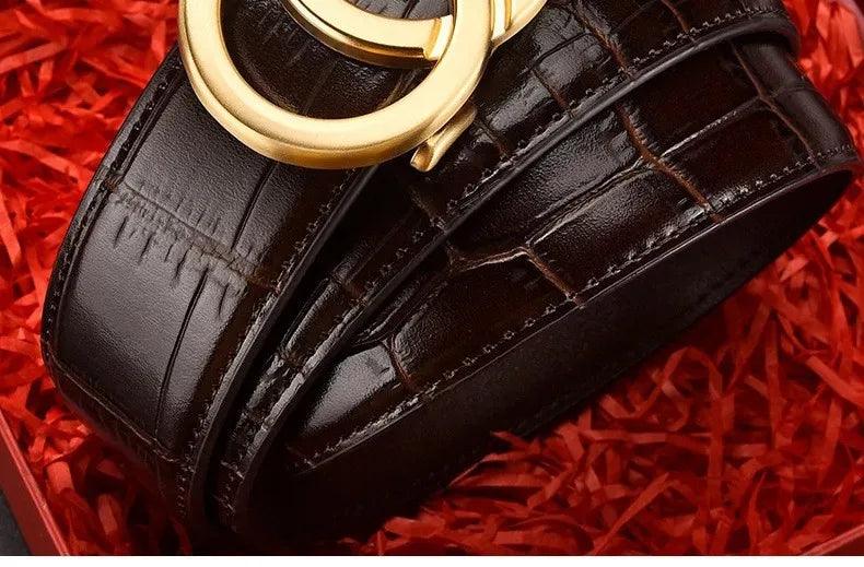 Men's Genuine Leather Belt Metal Alloy Automatic Buckle Belt High-End Design Business Casual Belt - So Real Fashion