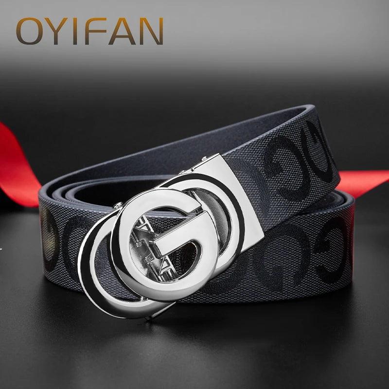 Men's genuine leather belt, ratchet belt, fashionable designer belt, men's popular style, high-quality genuine cowhide, durable - So Real Fashion