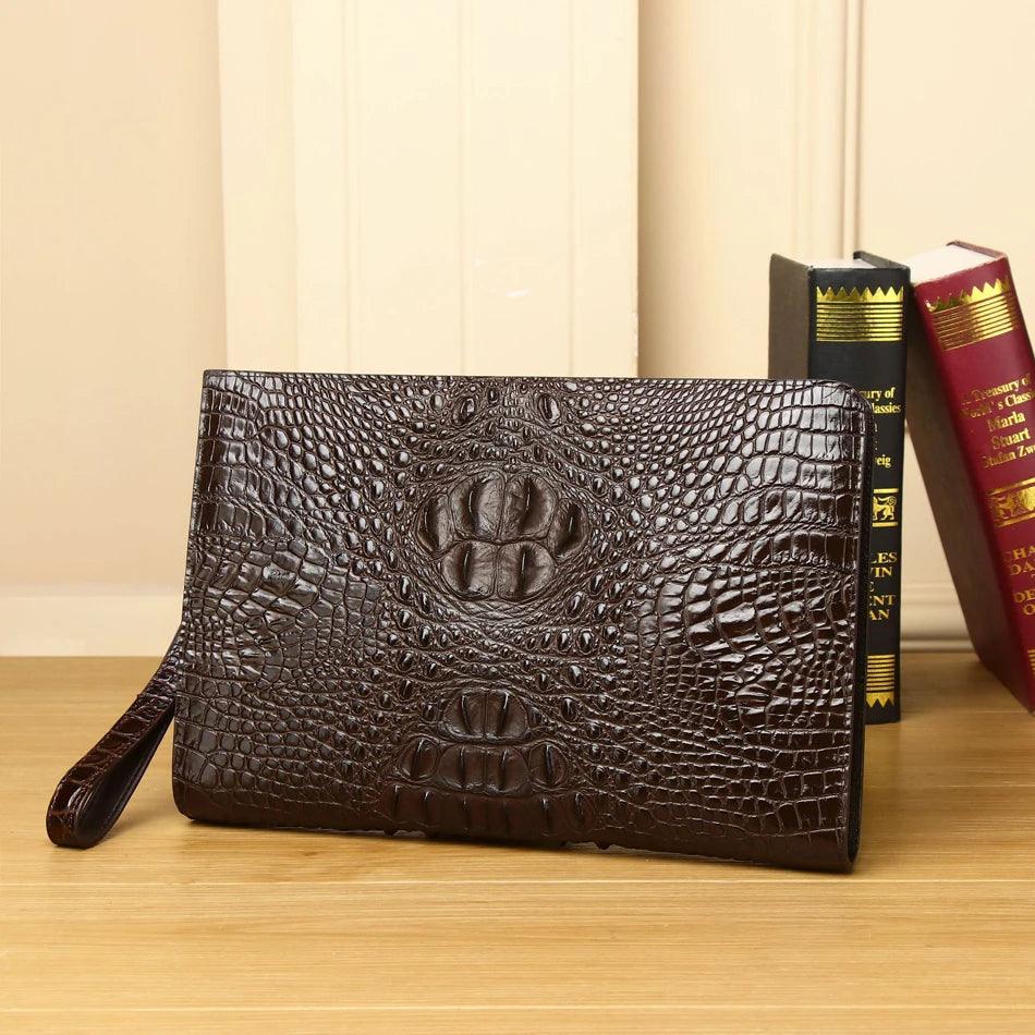 Crocodile Clutch Bag Briefcase High-quality Real Cowhide Envelope Clutch Bag Large Capacity Men's Bag - So Real Fashion