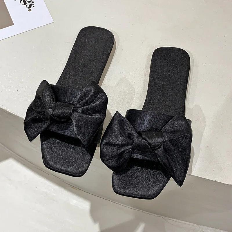 Luxury Women Peep Toe Bedroom Home Sandals Satin Bride Bridesmaid Wedding Shoes New Wedding Slippers With Silk Big Bow - So Real Fashion