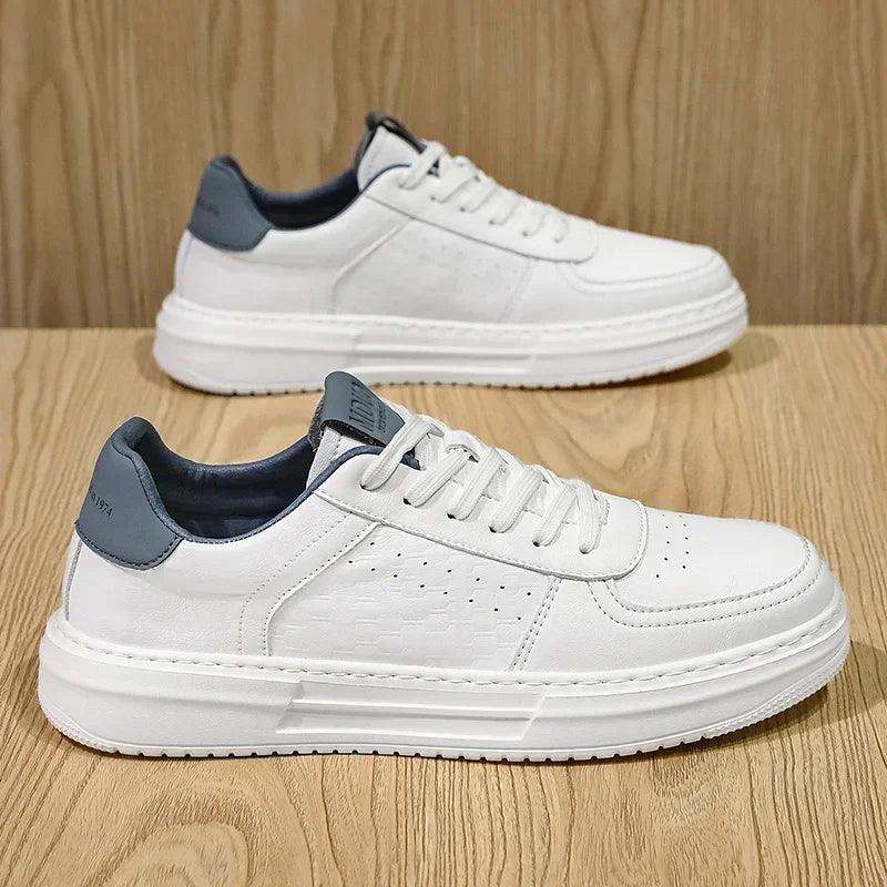 Leather Men White Flat Casual Shoes Lightweight Sneakers Breathable Sports Shoes Shoes for Men Tenis Shoes Zapatillas Hombre - So Real Fashion