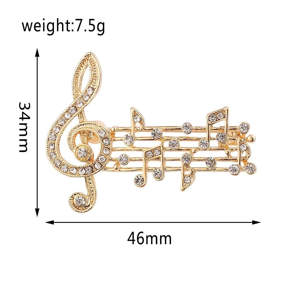 Music Note Brooches Pins Gold Silver Color Enamel Brooch Elegant Crystal Badge Party Accessories For Musical Lovers Souvenir - So Real Fashion