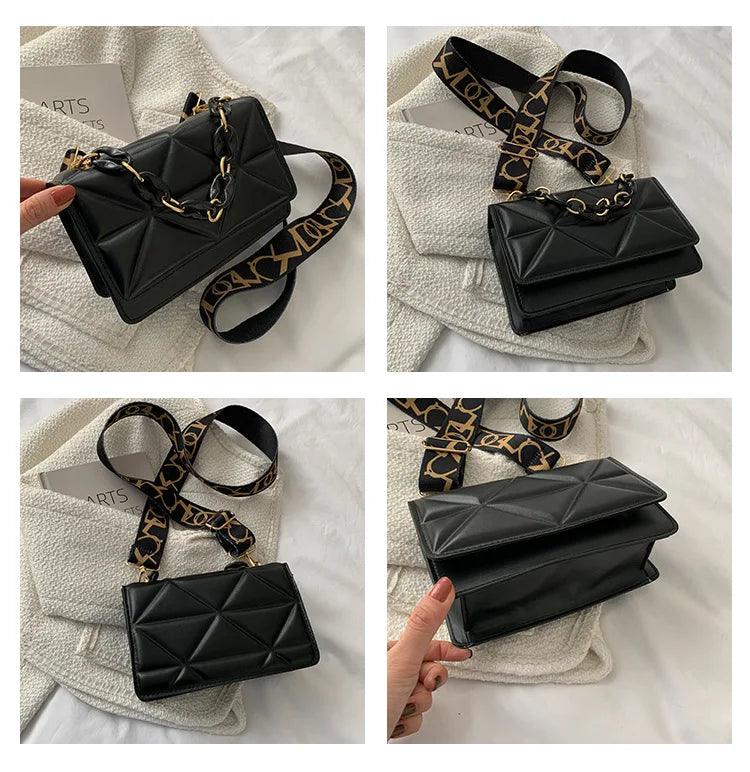 New WOMEN'S Bags Korean Version of the Lingge Chain Shoulder Bag Solid Color Messenger Small Square Bag - So Real Fashion