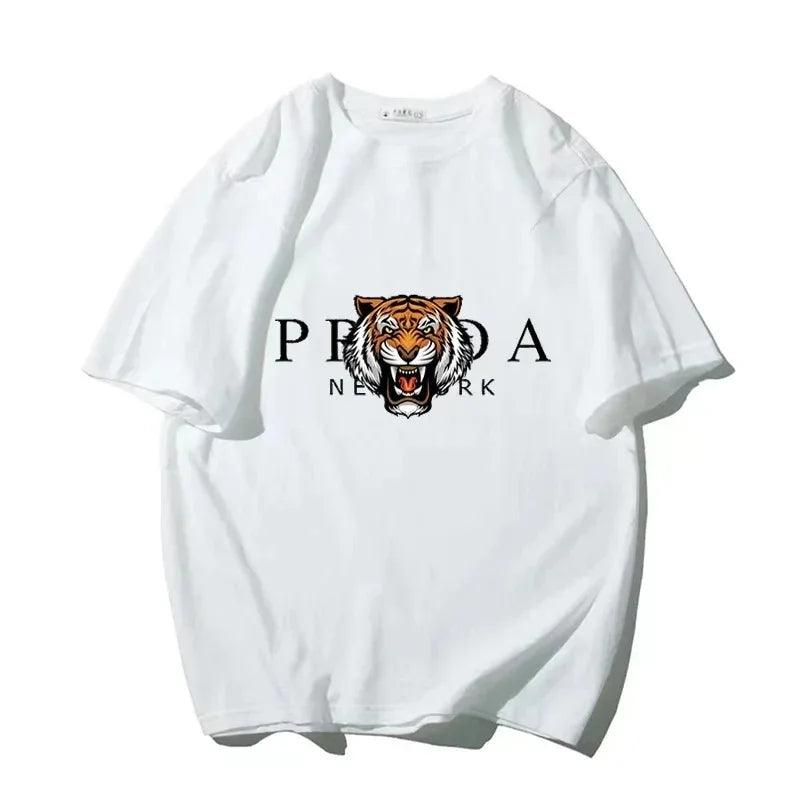 Luxury Brand New Women's T-shirt Summer Tiger Pattern Short Sleeved Women's T-shirt Casual Wear Loose Street Women's Wear - So Real Fashion