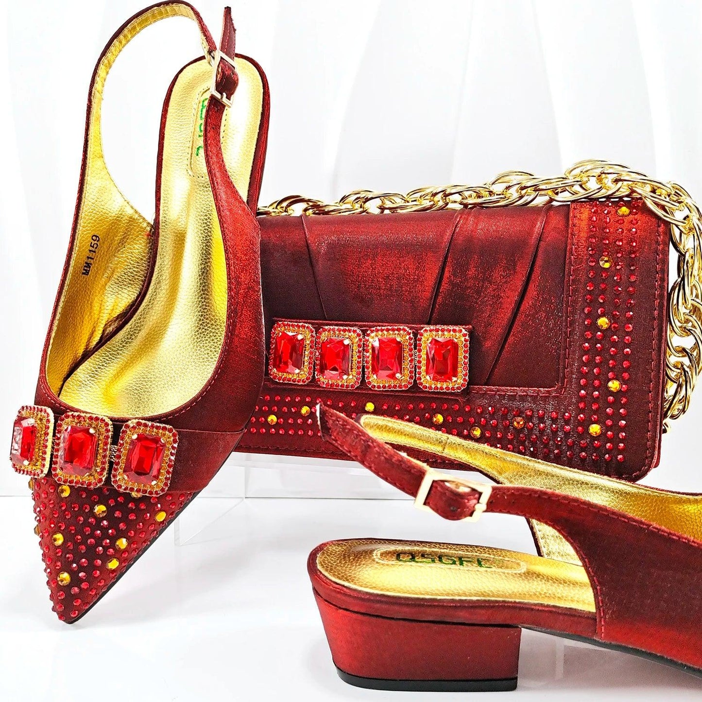 Italian Shoes And Bag Sets For Evening Party With Stones Italian Leather Handbags Match Bags! HMP1-12 - So Real Fashion