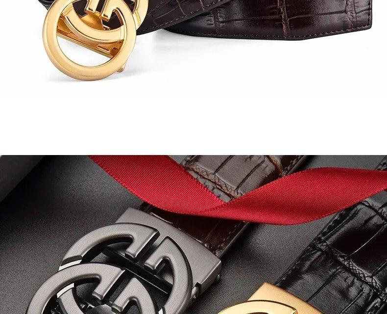 Men's Genuine Leather Belt Metal Alloy Automatic Buckle Belt High-End Design Business Casual Belt - So Real Fashion