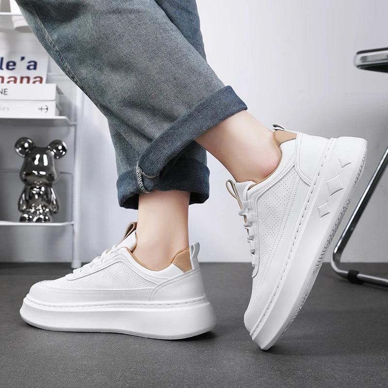 White Casual Outdoor Skate Shoes 2024 New Comfortable Tennis Shoes Lace-up Male Sneakers - So Real Fashion