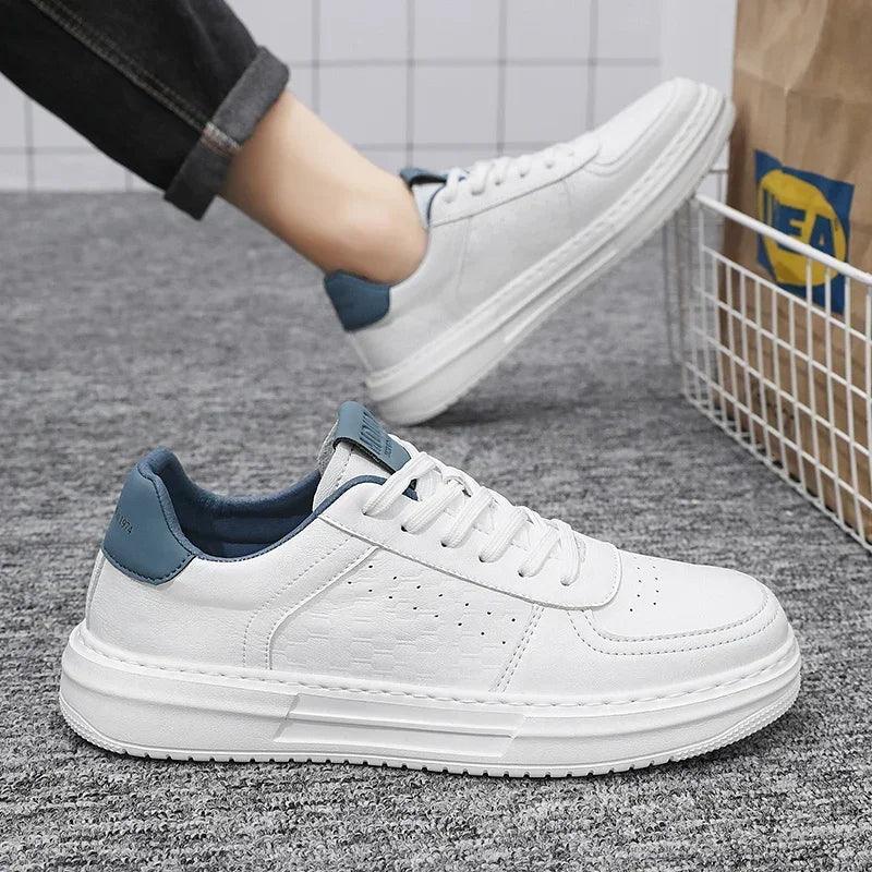 Leather Men White Flat Casual Shoes Lightweight Sneakers Breathable Sports Shoes Shoes for Men Tenis Shoes Zapatillas Hombre - So Real Fashion