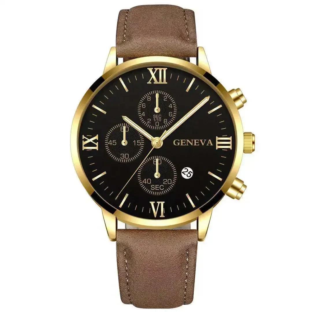 Fashion Geneva Men's Wristwatch Date Alloy Case Leather Analog Quartz Sport Watch Male Clock Top Brand Luxury Relogio Masculino - So Real Fashion