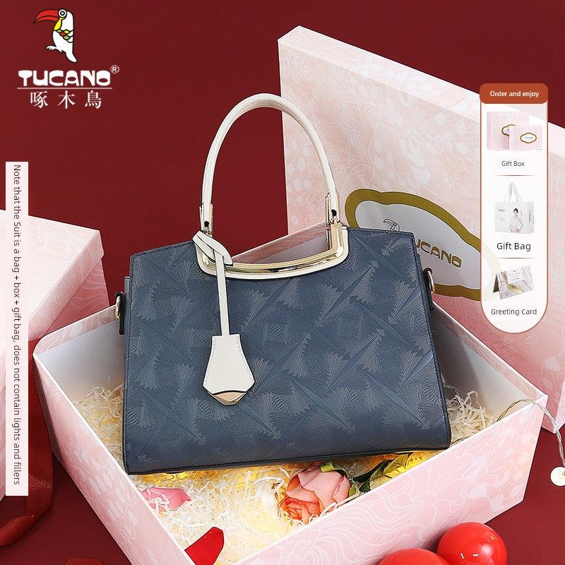 Woodpecker Leather Bag Female 2024 New Arrival Shoulder Crossbody to Give Mom Elegant Accessible Luxury Textured Handbag Work Clothing - So Real Fashion