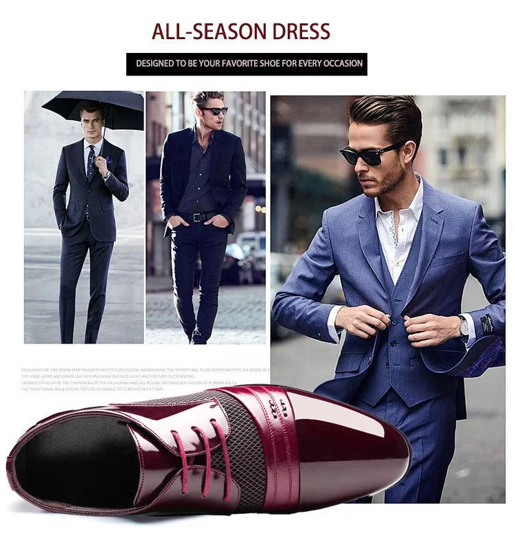 New British Men's Leather Shoes Classic Man Loafers Pointed Toe Formal Wedding Shoes Male Dress Shoes Lace Up Moccasins - So Real Fashion