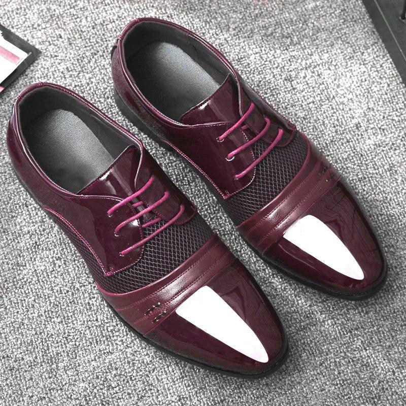 New British Men's Leather Shoes Classic Man Loafers Pointed Toe Formal Wedding Shoes Male Dress Shoes Lace Up Moccasins - So Real Fashion