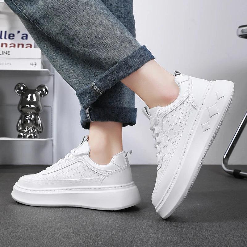 White Casual Outdoor Skate Shoes 2024 New Comfortable Tennis Shoes Lace-up Male Sneakers - So Real Fashion