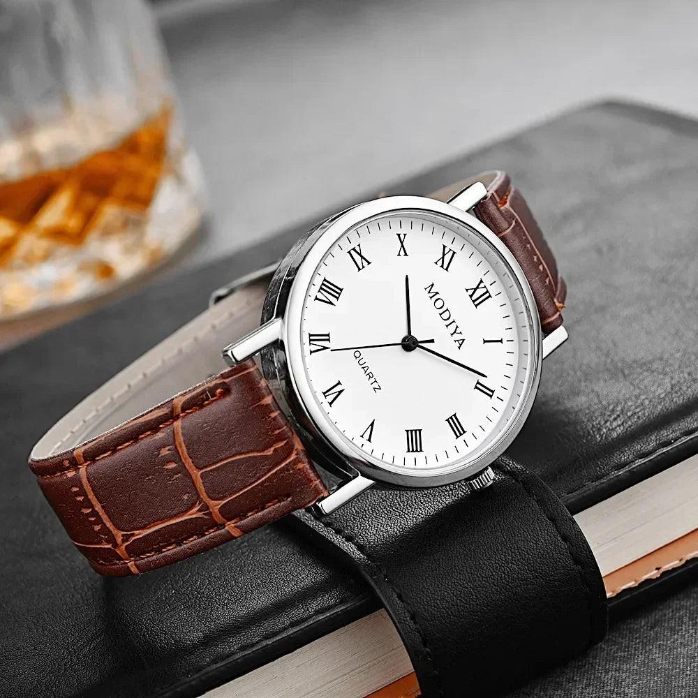 Men's Watches Business Wrist Watch Luxury Leather Strap Analog Watches Quartz Wristwatches Clock Men Women Casual Simple Watch - So Real Fashion