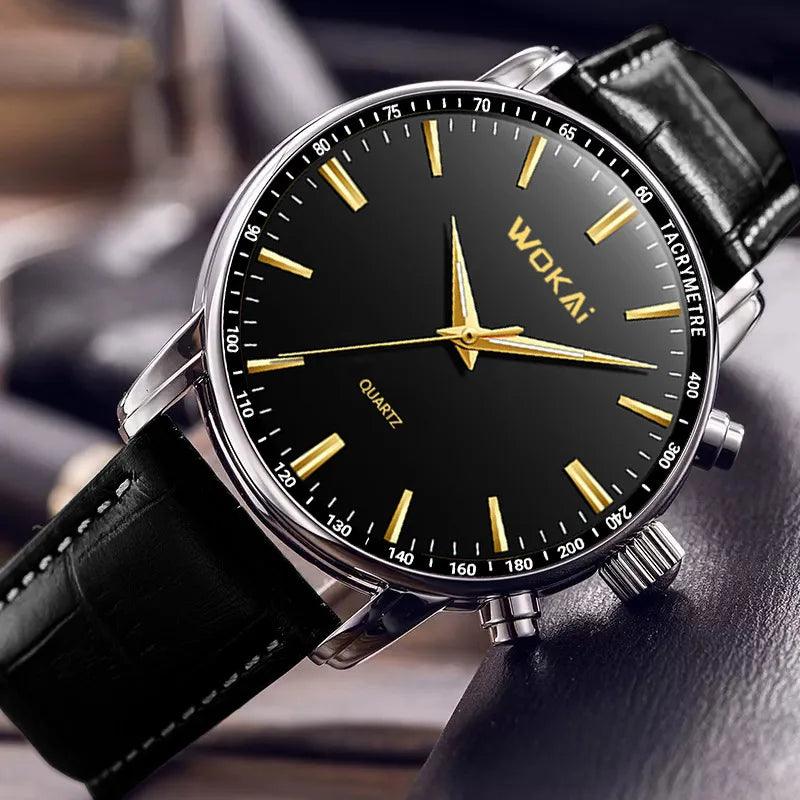 Exquisite Fashion Male Leather Quartz Wristwatch Men's Business Sport Lesuire Relogio Clock - So Real Fashion