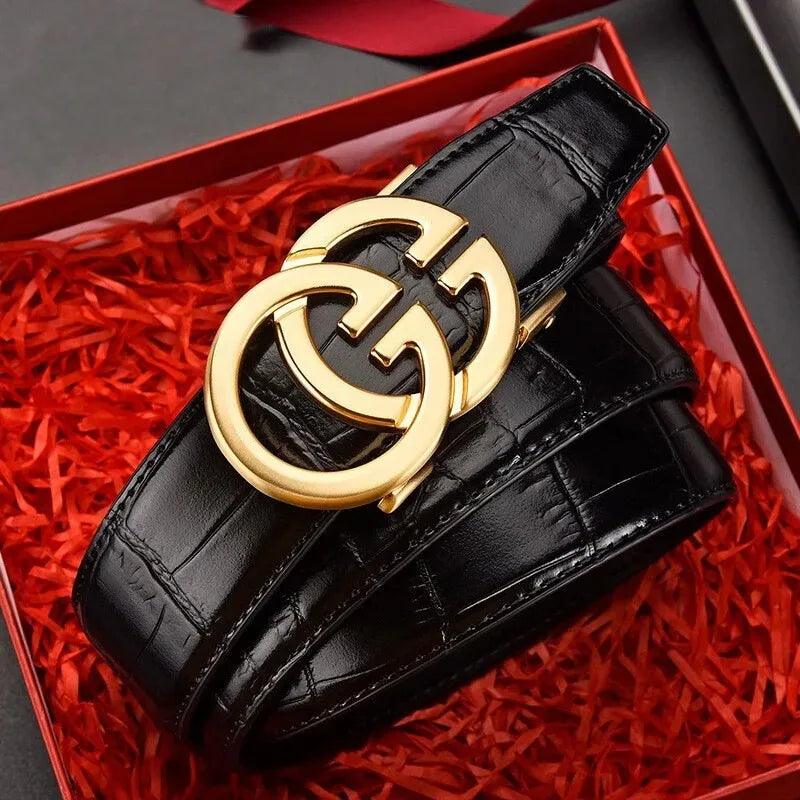 Men's Genuine Leather Belt Metal Alloy Automatic Buckle Belt High-End Design Business Casual Belt - So Real Fashion