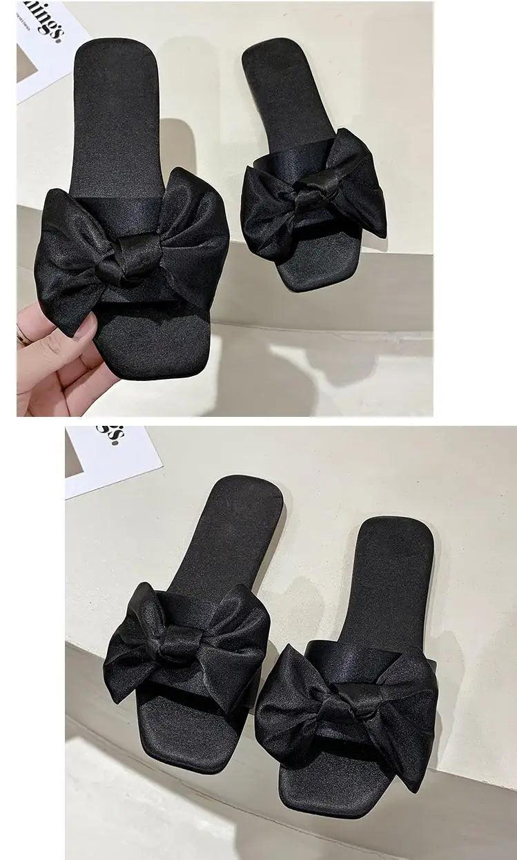 Luxury Women Peep Toe Bedroom Home Sandals Satin Bride Bridesmaid Wedding Shoes New Wedding Slippers With Silk Big Bow - So Real Fashion