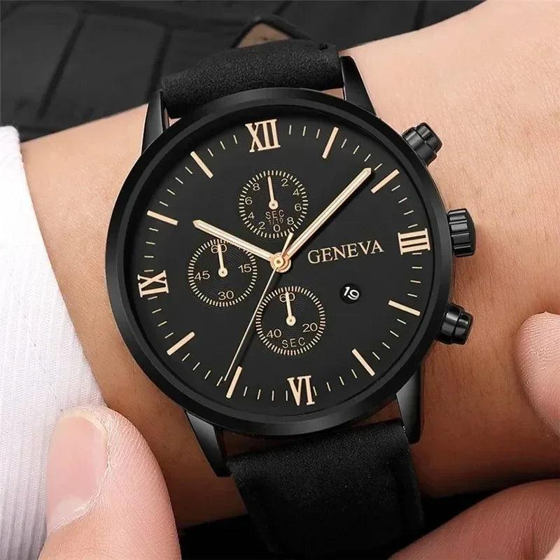 Fashion Geneva Men's Wristwatch Date Alloy Case Leather Analog Quartz Sport Watch Male Clock Top Brand Luxury Relogio Masculino - So Real Fashion