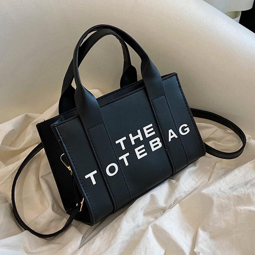 Women Messenger Bags Contrast Letters Fashion Top-Handle Bags PU Leather Portable Casual Simple Adjustable Straps Female Satchel - So Real Fashion