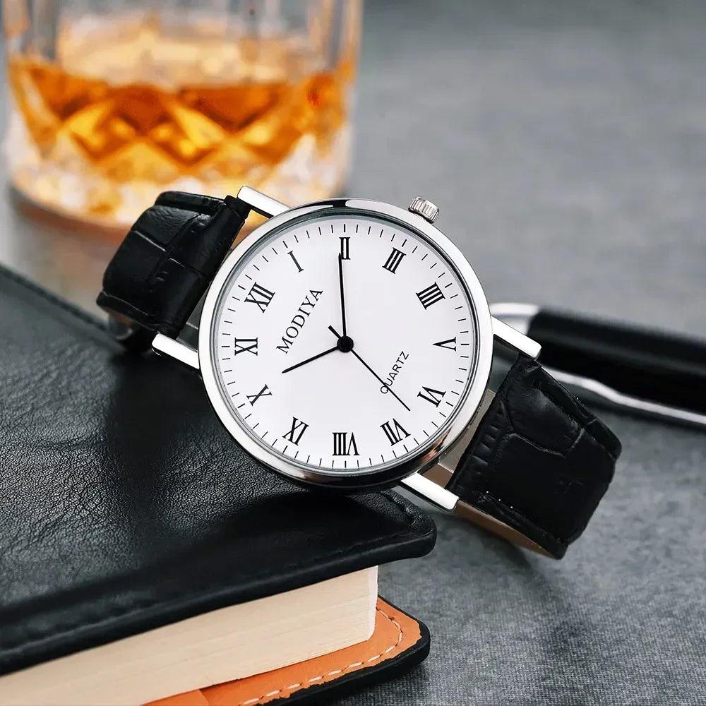 Men's Watches Business Wrist Watch Luxury Leather Strap Analog Watches Quartz Wristwatches Clock Men Women Casual Simple Watch - So Real Fashion