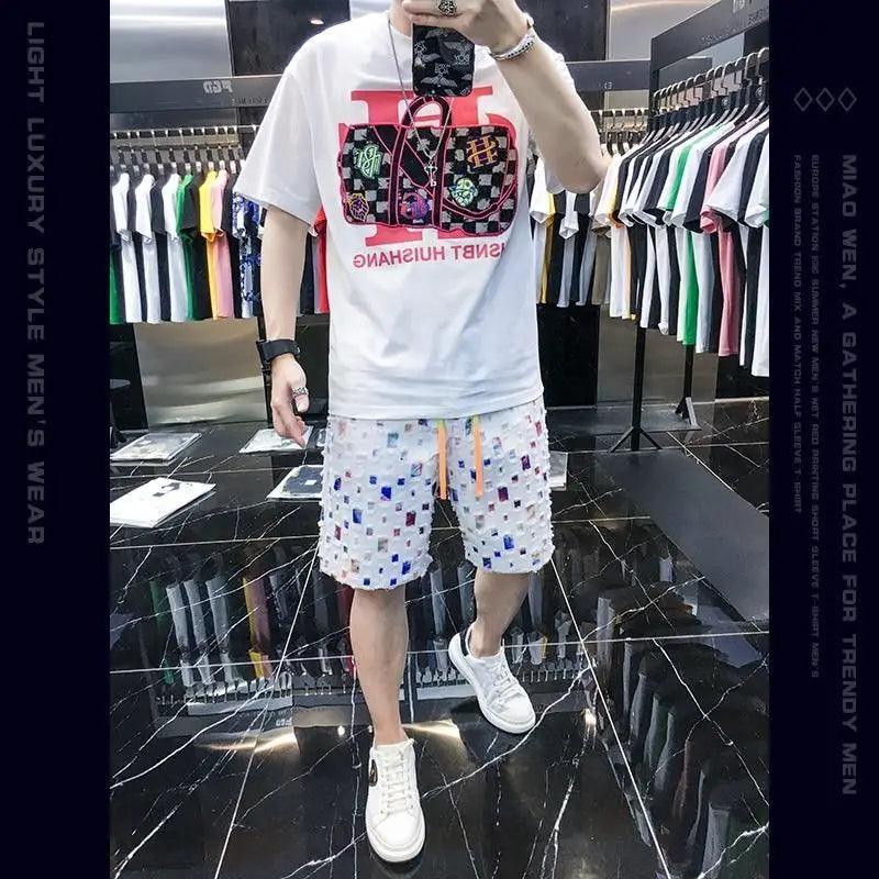 European Design Sense Niche Short-sleeved Shorts Set Men's Trendy Brand Trend 2025 Summer New Sports Quick-drying Casual Set - So Real Fashion