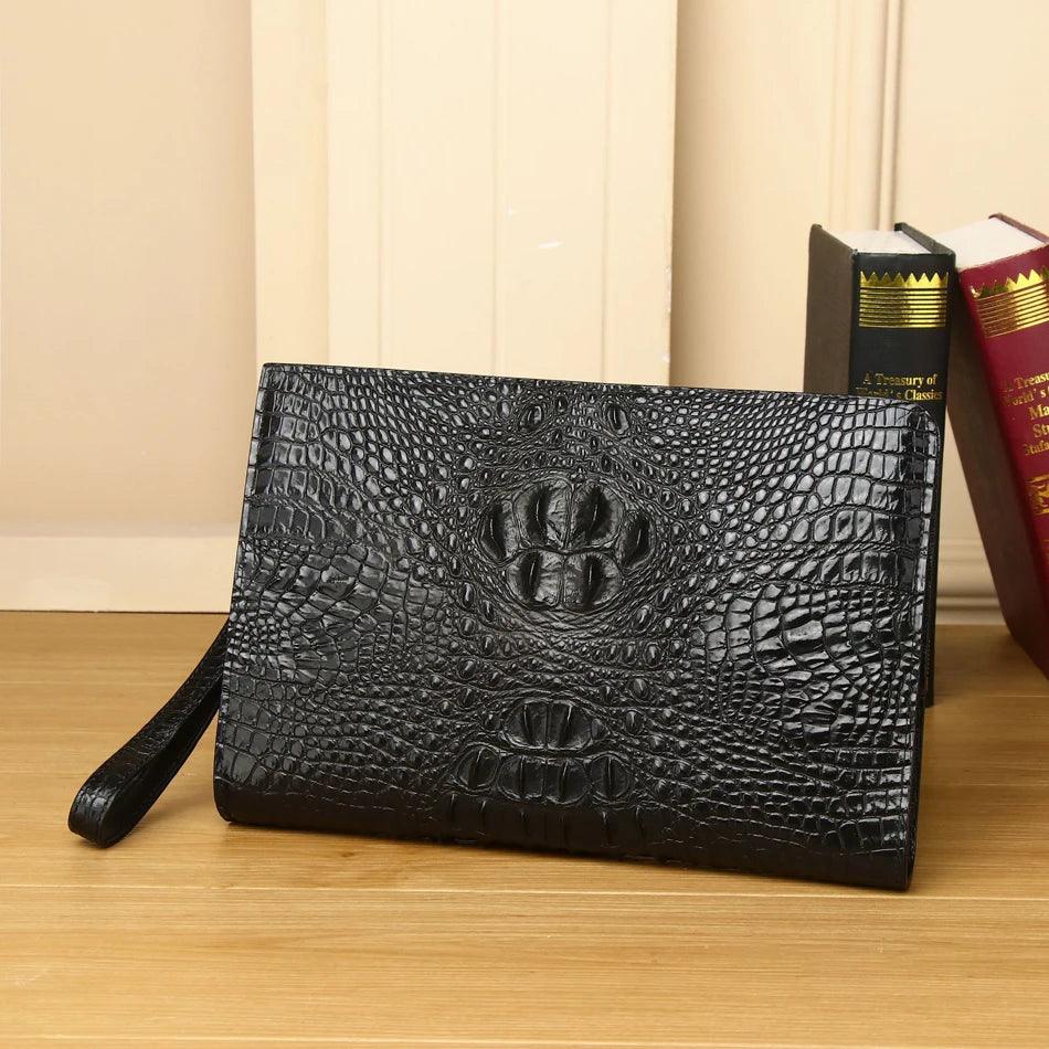 Crocodile Clutch Bag Briefcase High-quality Real Cowhide Envelope Clutch Bag Large Capacity Men's Bag - So Real Fashion