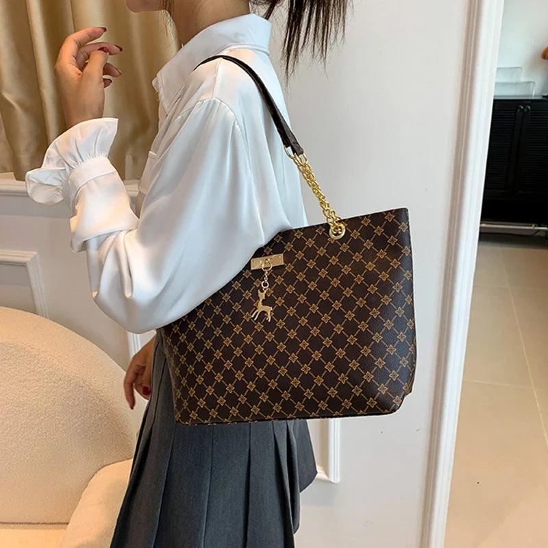 New Presbyopia Handbag Texture Soft Leather Large Capacity Tote Women Bag With Hanging Accessories Shoulder Bag - So Real Fashion