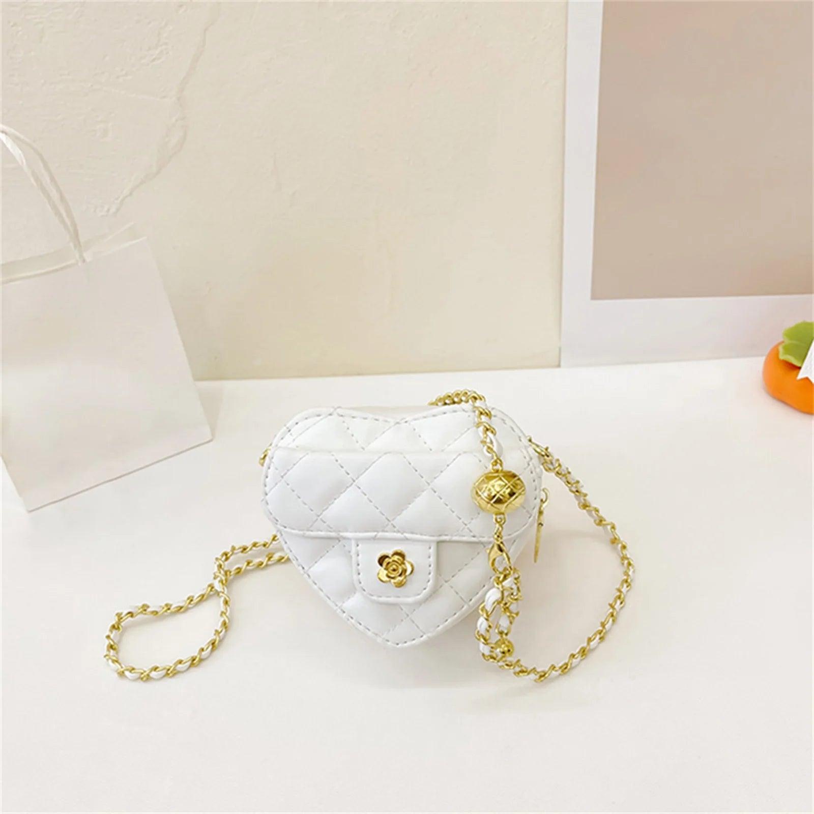 Captivating New Cute Mini Heart Shaped Crossbody Handbag PU Leather Coin Change Purse for Toddlers Little Girls - So Real Fashion