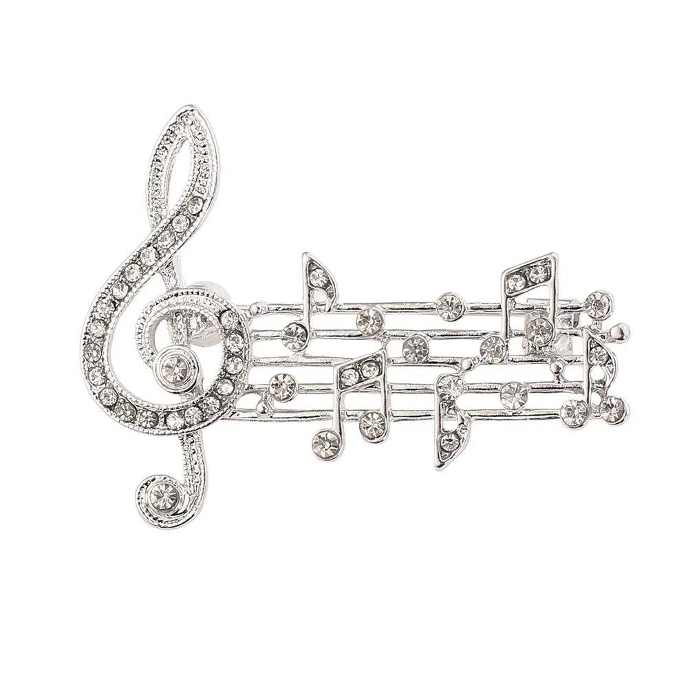 Music Note Brooches Pins Gold Silver Color Enamel Brooch Elegant Crystal Badge Party Accessories For Musical Lovers Souvenir - So Real Fashion