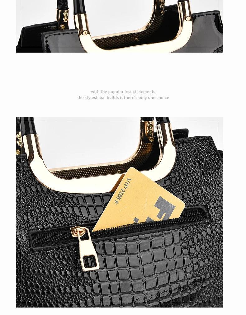 Stylish senior crocodile print women's handbag, temperament all large capacity single shoulder crossbody bag - So Real Fashion