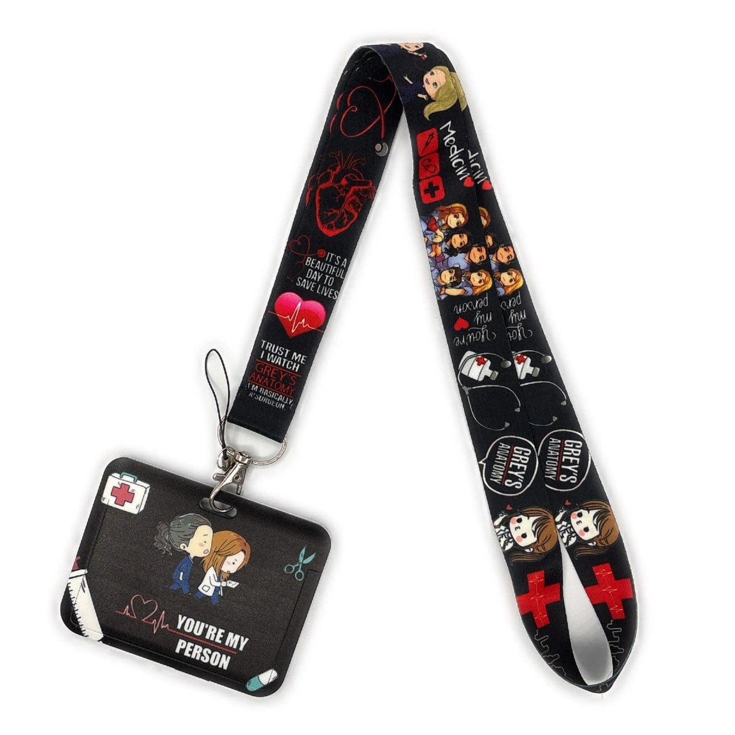 Grey's Anatomy Doctor Nurse Credential Holder Neck Strap Lanyards Keychain Holder ID Card Pass Hang Rope Lariat Lanyard - So Real Fashion