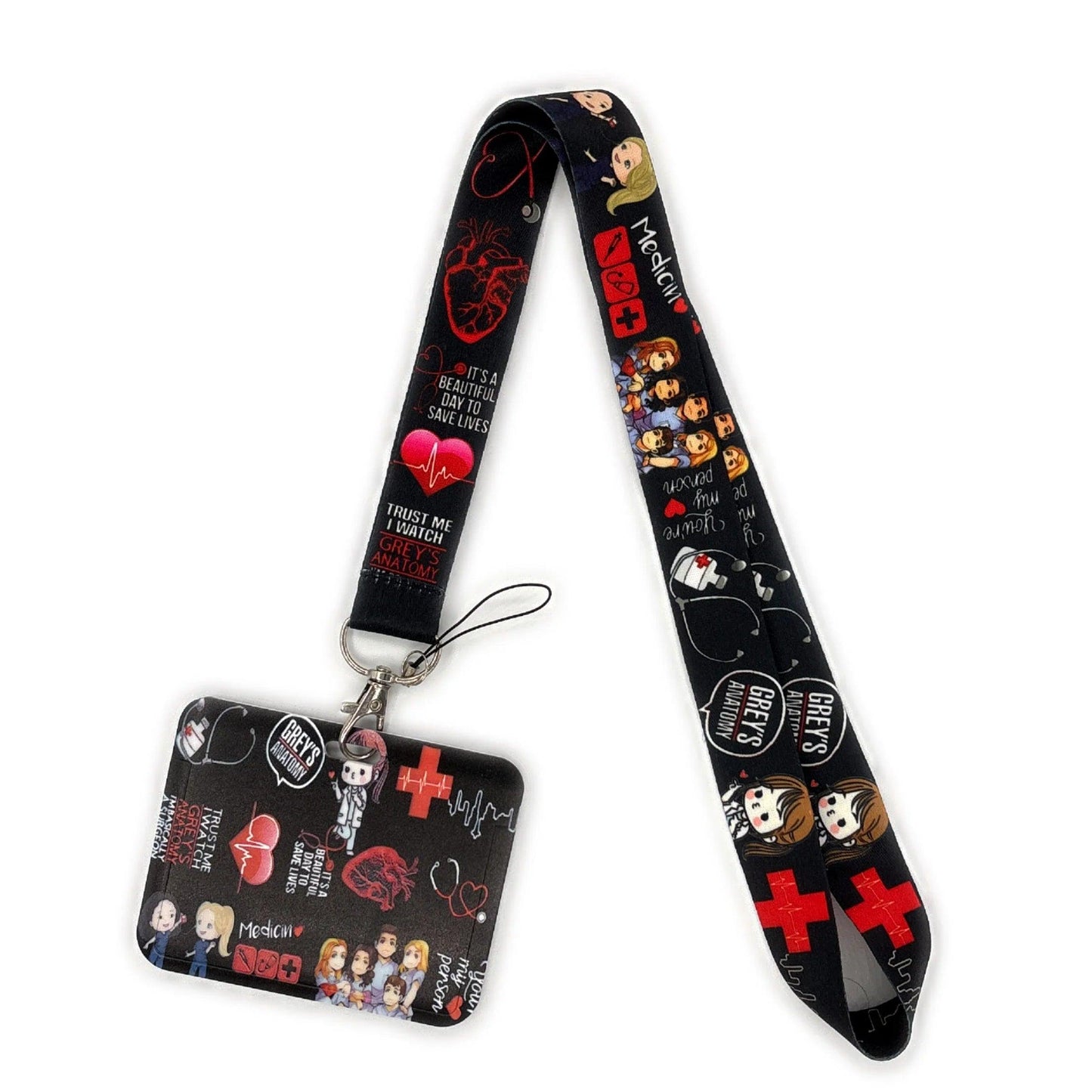 Grey's Anatomy Doctor Nurse Credential Holder Neck Strap Lanyards Keychain Holder ID Card Pass Hang Rope Lariat Lanyard - So Real Fashion