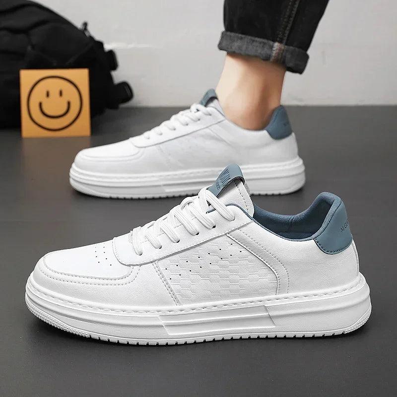 Leather Men White Flat Casual Shoes Lightweight Sneakers Breathable Sports Shoes Shoes for Men Tenis Shoes Zapatillas Hombre - So Real Fashion