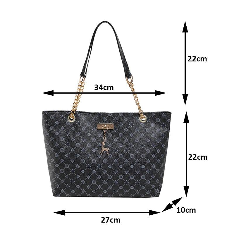 New Presbyopia Handbag Texture Soft Leather Large Capacity Tote Women Bag With Hanging Accessories Shoulder Bag - So Real Fashion