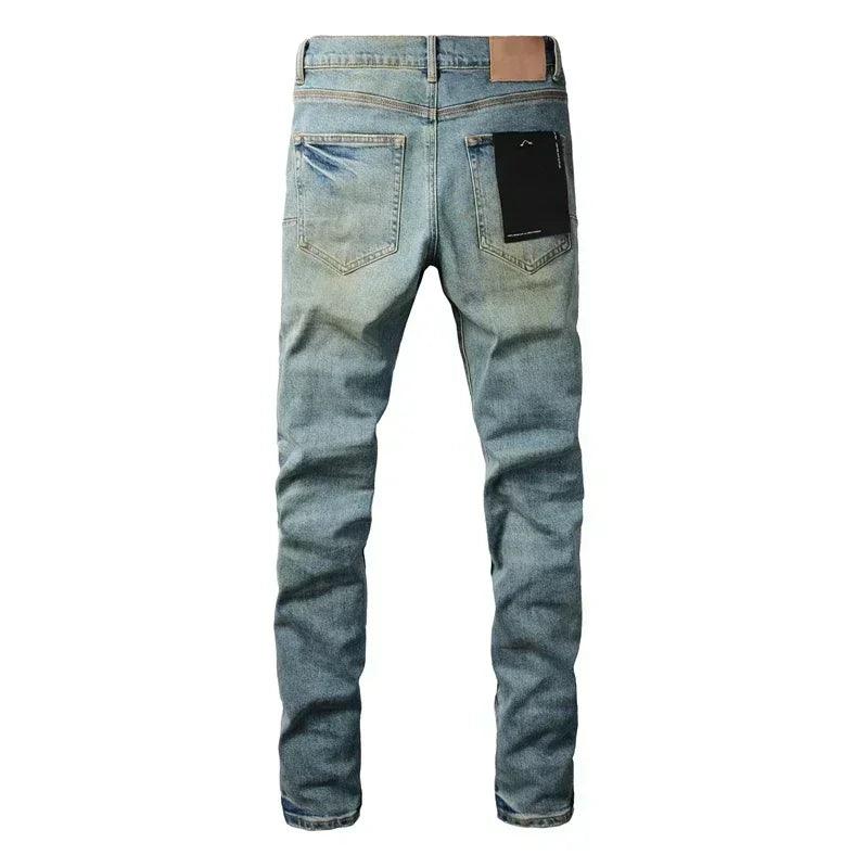 Purples Jeans Men denim pants distressed slim fitting paint brands Fashion Repair Low Rise Skinny Denim pants - So Real Fashion