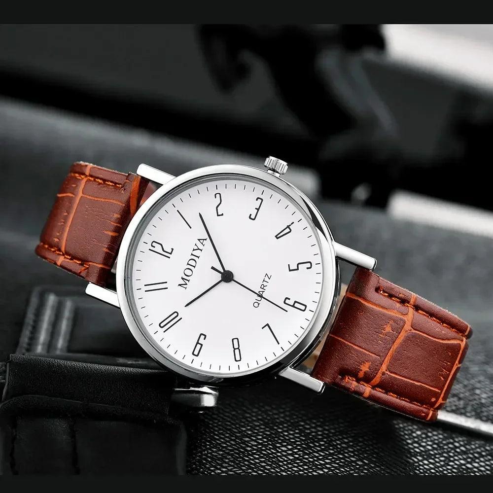 Men's Watches Business Wrist Watch Luxury Leather Strap Analog Watches Quartz Wristwatches Clock Men Women Casual Simple Watch - So Real Fashion