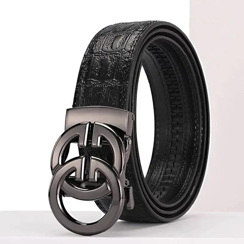 Men's Genuine Leather Belt Metal Alloy Automatic Buckle Belt High-End Design Business Casual Belt - So Real Fashion