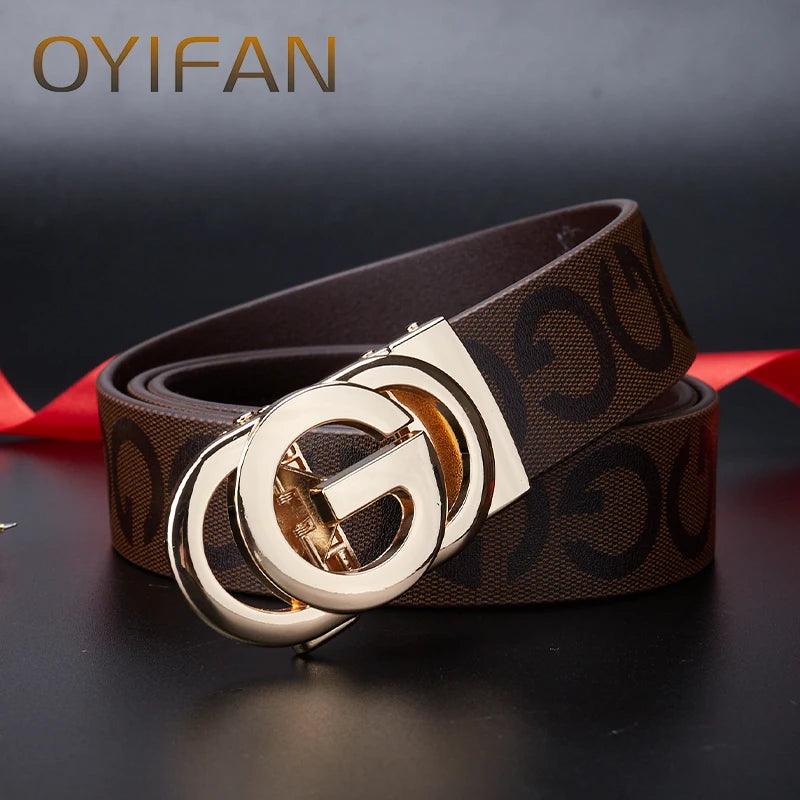 Men's genuine leather belt, ratchet belt, fashionable designer belt, men's popular style, high-quality genuine cowhide, durable - So Real Fashion