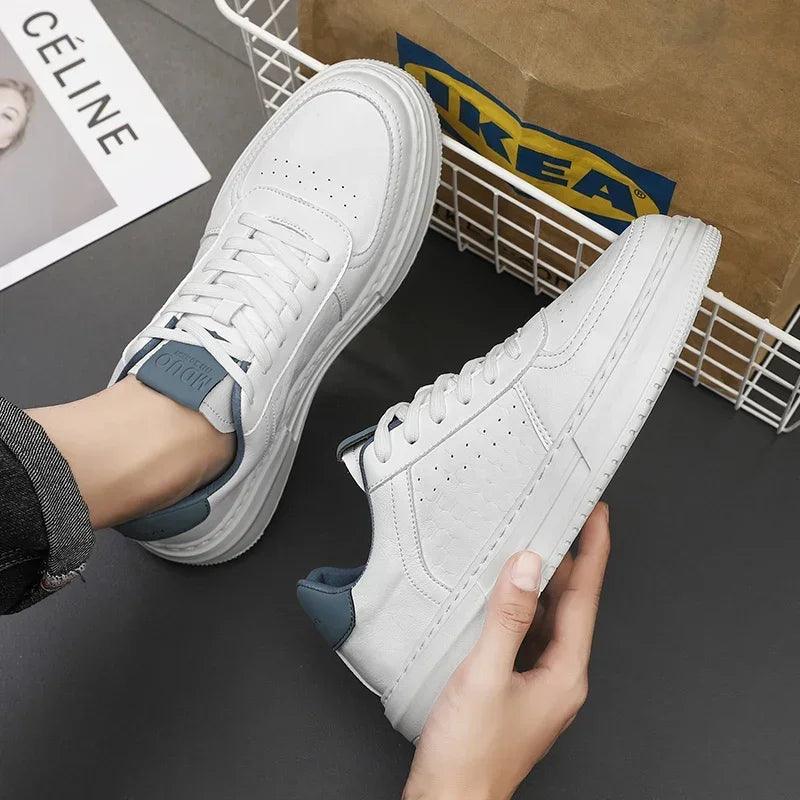 Leather Men White Flat Casual Shoes Lightweight Sneakers Breathable Sports Shoes Shoes for Men Tenis Shoes Zapatillas Hombre - So Real Fashion