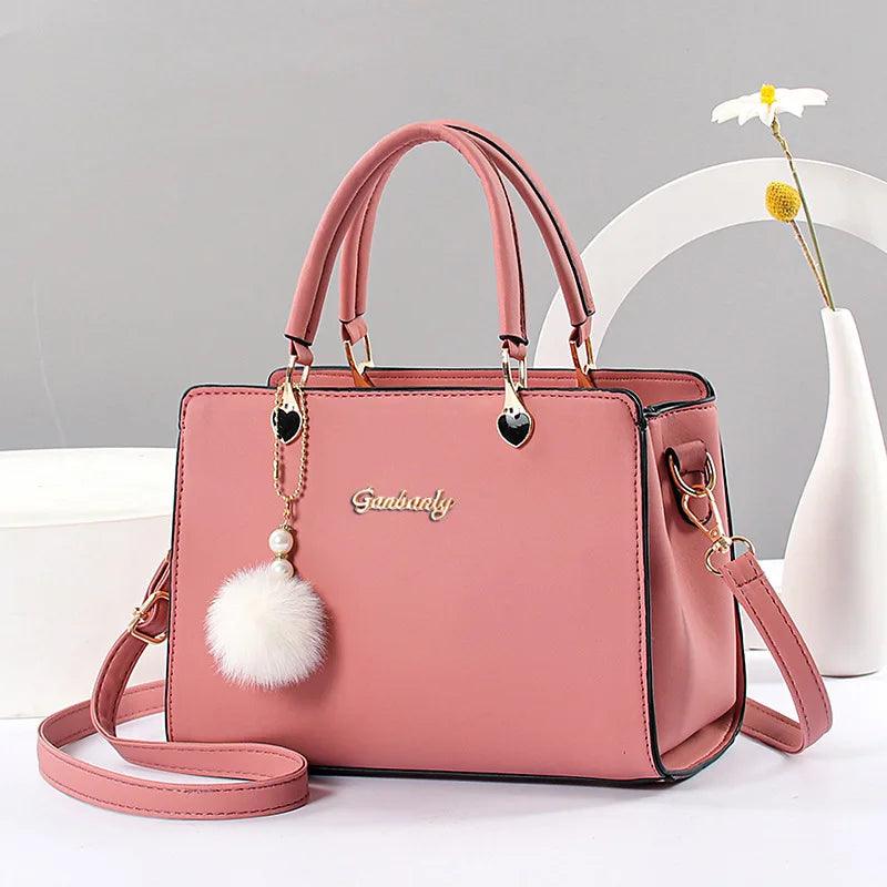 Stylish casual women's handbag, commuter shoulder bag crossbody bag, small hair ball pendant decoration - So Real Fashion