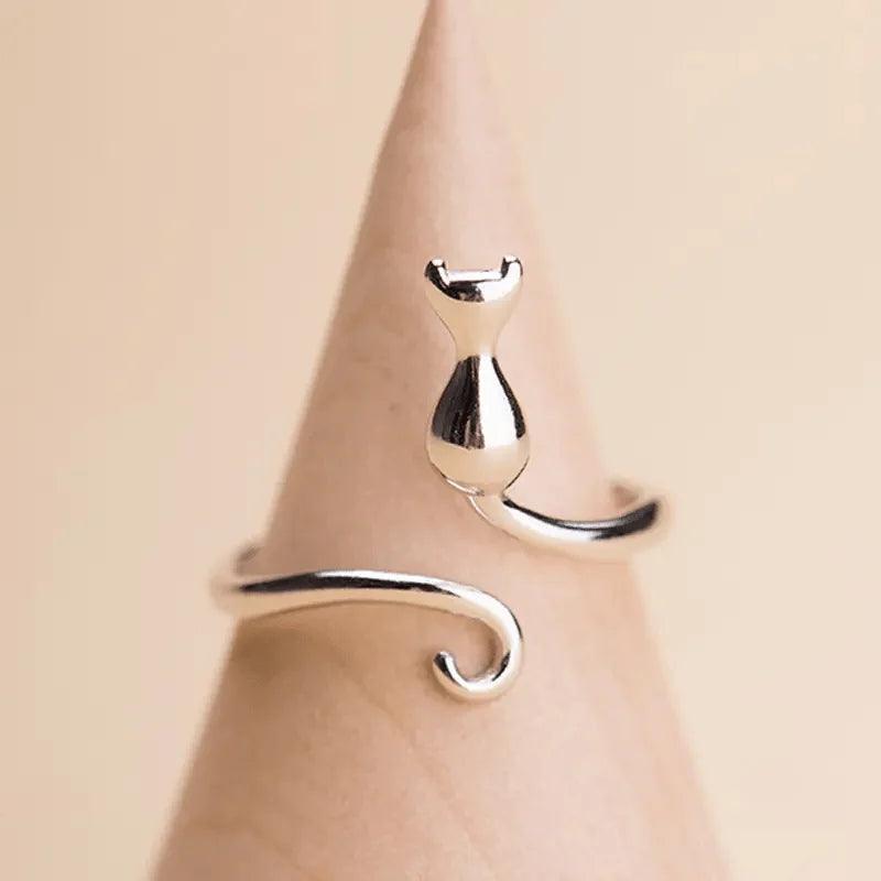 Adjustable Silver-Plated Cat Ring - Cute & Versatile Design for Daily Wear and Parties, Ideal Gift for Cat Lovers - So Real Fashion