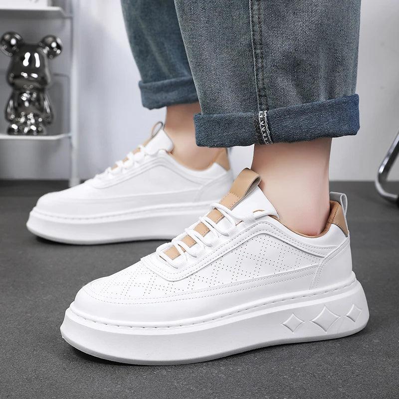 White Casual Outdoor Skate Shoes 2024 New Comfortable Tennis Shoes Lace-up Male Sneakers - So Real Fashion