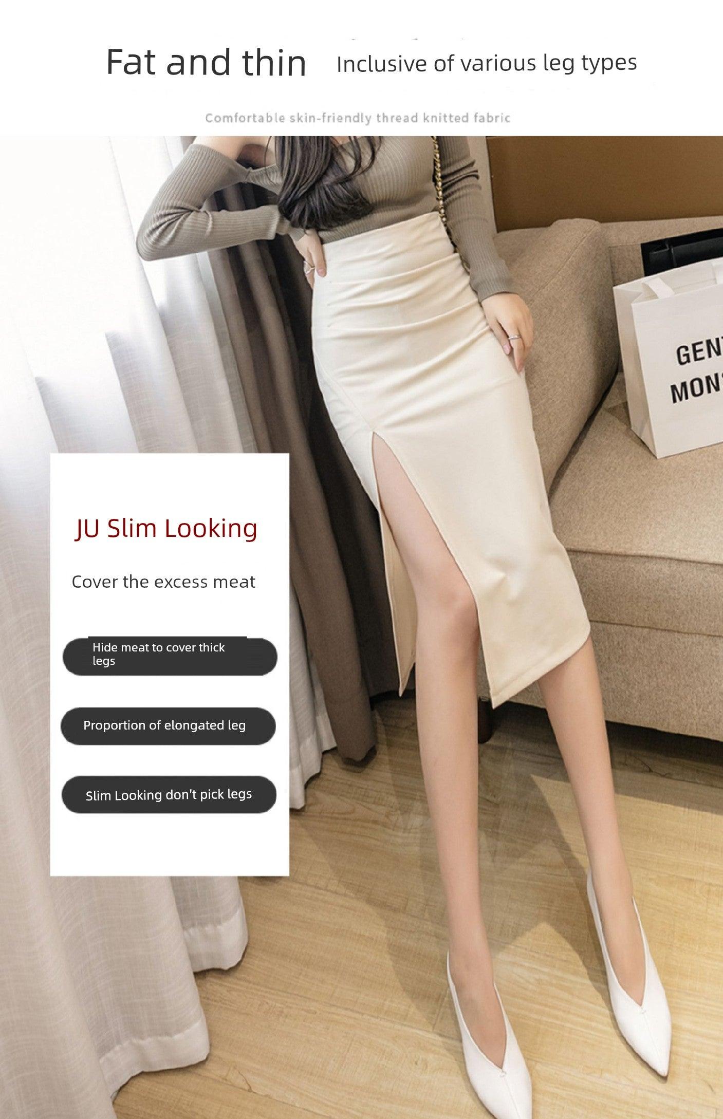 Irregular Slit Mid Length Long Length Spring Pleated Skirt - So Real Fashion