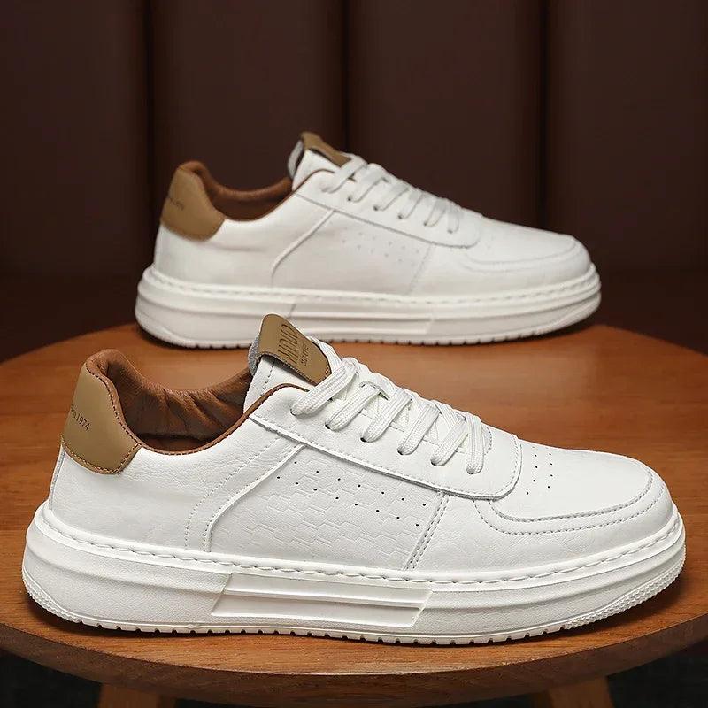 Leather Men White Flat Casual Shoes Lightweight Sneakers Breathable Sports Shoes Shoes for Men Tenis Shoes Zapatillas Hombre - So Real Fashion